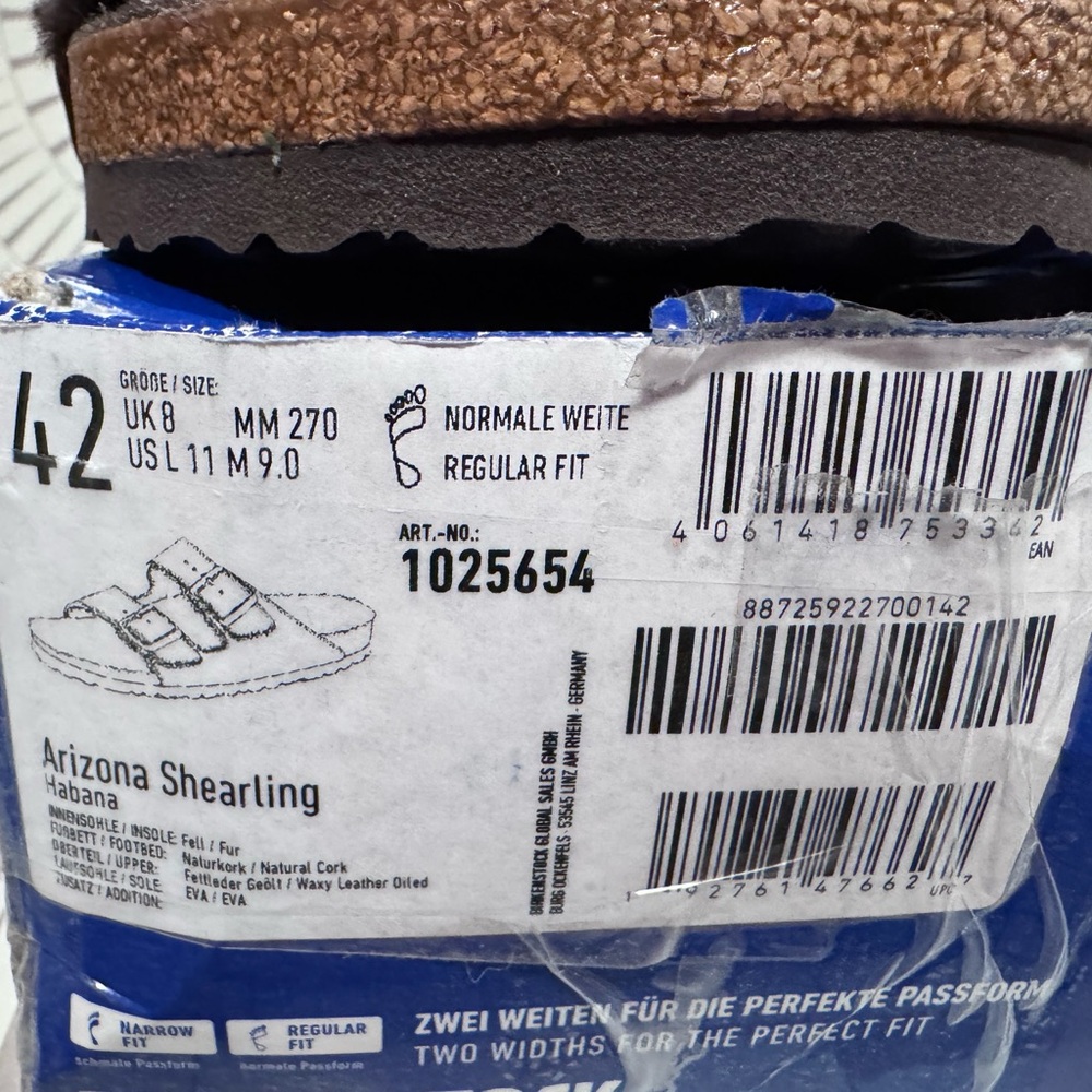 Birkenstock Arizona Shearling sandals in Habana Oiled Leather New In Box Size 42 - Picture 2 of 7